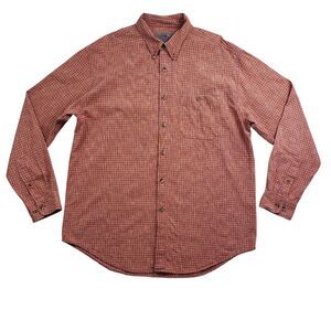 Vintage The Territory Ahead Shirt Mens XL Orange Plaid Long Sleeve Button Down